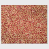 Elegant rood & goud spiraalpatroon Boho Kerst Cadeaupapier (Vlak)