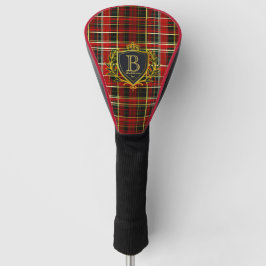 Elegant Rood Goud Tartan Monogram Bedrijfs- Golfheadcover