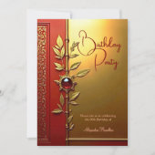 Elegant Rood Goud  Verjaardagsfeest Kaart (Voorkant)