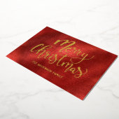 Elegant Rood Goud Vrolijk Kerstfeest Folie Feestdagenkaart (Gedraaid)