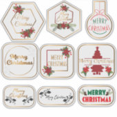 Elegant Rood & Goud Vrolijk Kerstfeest Stickers Se (Voorkant)
