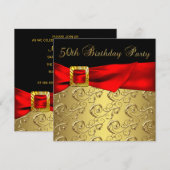 Elegant Rood Goud Zwart Vrouwen 50ste Verjaardagsf Kaart (Voorkant / Achterkant)