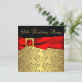 Elegant Rood Goud Zwart Vrouwen 50ste Verjaardagsf Kaart (Staand voorkant)
