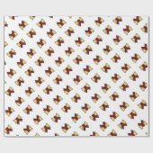 Elegant Rood Gouden Boog Patroon Wit Gift Cadeaupapier (Vlak)