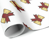 Elegant Rood Gouden Boog Patroon Wit Gift Cadeaupapier (Rol Hoek)