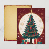 Elegant rood gouden kerstboom Wenskaart Feestdagenkaart (Voorkant / Achterkant)