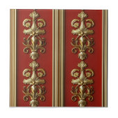 Elegant rood gouden patroon tegeltje (Voorkant)