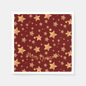 Elegant  rood gouden sterpatroon kerst servet (Voorkant)