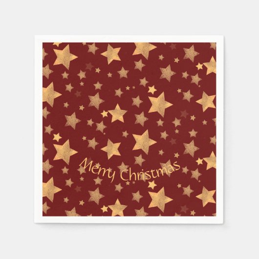 Elegant  rood gouden sterpatroon kerst servet (Voorkant)