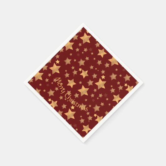 Elegant  rood gouden sterpatroon kerst servet (Hoek)