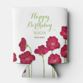 Elegant rood groeiende Wildflower Verjaardagsfeest Blikjeskoeler (Achterkant)