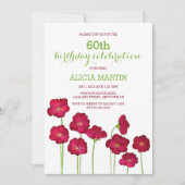Elegant rood groeiende Wildflower Verjaardagsfeest Kaart (Voorkant)