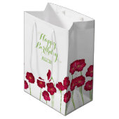 Elegant rood groeiende Wildflower Verjaardagsfeest Medium Cadeauzakje (Voorkant Gekanteld)