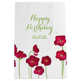 Elegant rood groeiende Wildflower Verjaardagsfeest Medium Cadeauzakje