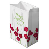 Elegant rood groeiende Wildflower Verjaardagsfeest Medium Cadeauzakje (Achterkant Gekanteld)