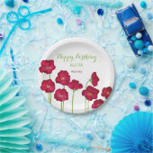 Elegant rood groeiende Wildflower Verjaardagsfeest Papieren Bordje (Feest)