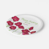 Elegant rood groeiende Wildflower Verjaardagsfeest Papieren Bordje (Gekanteld)