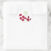 Elegant rood groeiende Wildflower Verjaardagsfeest Ronde Sticker (Tas)