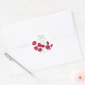 Elegant rood groeiende Wildflower Verjaardagsfeest Ronde Sticker (Envelop)