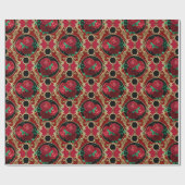 Elegant rood groen bloemenvakantie Rozen Cadeaupapier (Vlak)