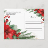 Elegant rood groen botanisch kerstfeest uitnodiging briefkaart (Achterkant)