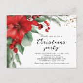 Elegant rood groen botanisch kerstfeest uitnodiging briefkaart (Voorkant)