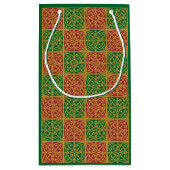 Elegant rood, groen en goud bewerkbaar klein cadeauzakje (Achterkant)