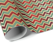 Elegant rood groen geometrisch chevron luxe patroo cadeaupapier (Rol Hoek)