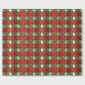 Elegant rood groen geometrisch ster luxe patroon cadeaupapier (Vlak)