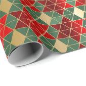 Elegant rood groen geometrisch ster luxe patroon cadeaupapier (Rol Hoek)