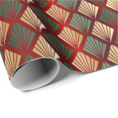 Elegant rood groen goud art deco luxe patroon cadeaupapier (Rol Hoek)