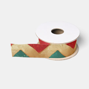 Elegant rood groen goud chevron patroon grosgrain lint