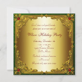 Elegant Rood Groen Goud Kerstfeest Party Kaart (Achterkant)