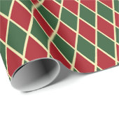elegant rood groen goud met kersttegels cadeaupapier (Rol Hoek)