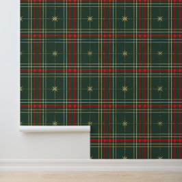 Elegant rood groen goud tartan patroon behang