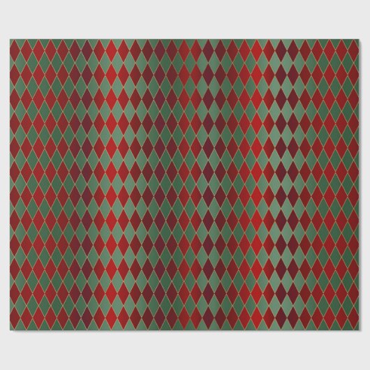 Elegant Rood Groen Harlekijn Luxe Patroon Cadeaupapier (Vlak)