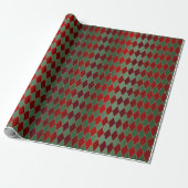 Elegant Rood Groen Harlekijn Luxe Patroon Cadeaupapier (Uitgerold)
