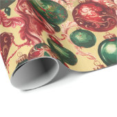 Elegant  rood groen kerstballen goud cadeaupapier (Rol Hoek)