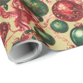 Elegant  rood groen kerstballen goud cadeaupapier (Rol Hoek)