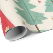 Elegant rood groen kerstboom patroon cadeaupapier (Rol Hoek)