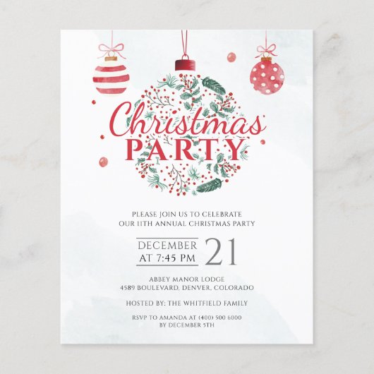 Elegant Rood Groen Kerstvakantie Feest Flyer (Voorkant)