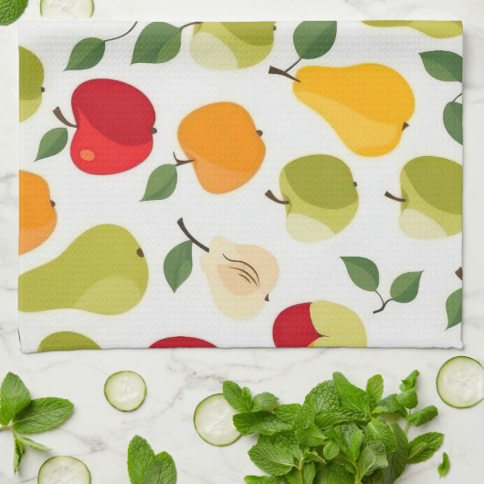 Elegant rood groen Sinaasappel appels peren Patroo Theedoek (Gevouwen)