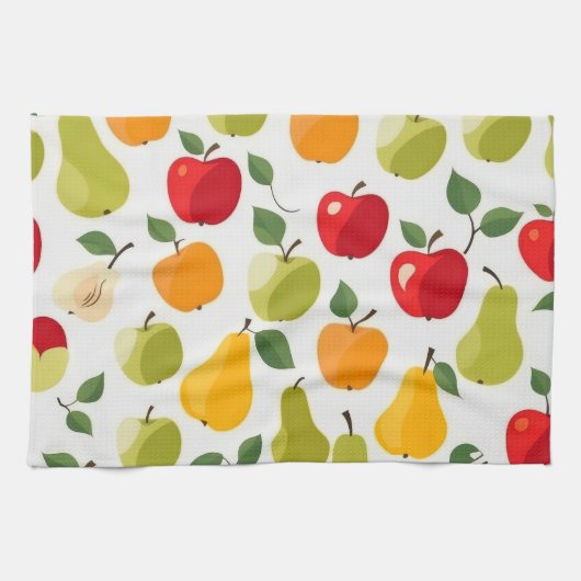 Elegant rood groen Sinaasappel appels peren Patroo Theedoek (Horizontaal)