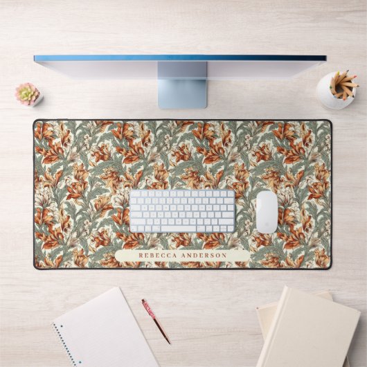 Elegant rood groen  stijl bloemmotief bureaumat (Kantoor 1)