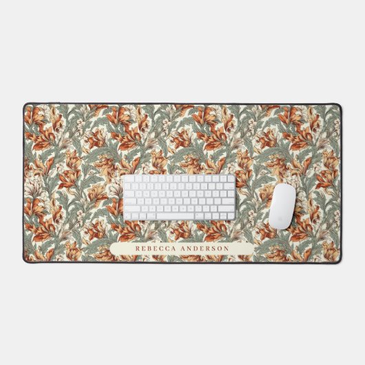 Elegant rood groen  stijl bloemmotief bureaumat (Keyboard & Muis)