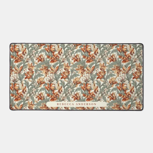 Elegant rood groen  stijl bloemmotief bureaumat (Voorkant)