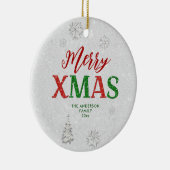 Elegant rood groen strass vrolijk wit kerst keramisch ornament (Rechts)