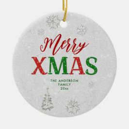 Elegant rood groen strass vrolijk wit kerst keramisch ornament