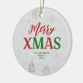 Elegant rood groen strass vrolijk wit kerst keramisch ornament (Links)