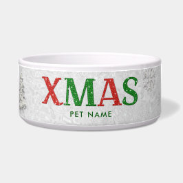 Elegant rood groen strass vrolijk wit kerst voerbakje